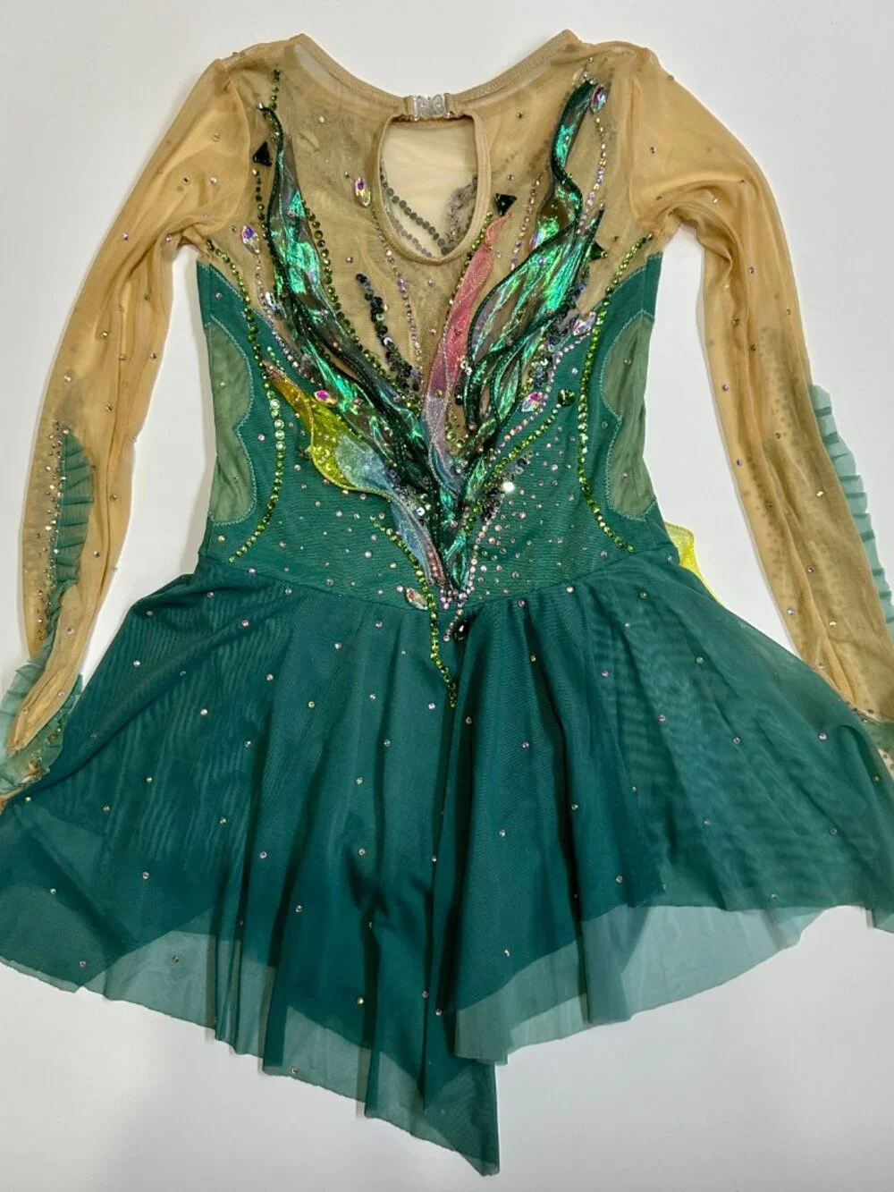 New Deep green Crystal Figure Skating Dress Girl 10 (5~8T)
